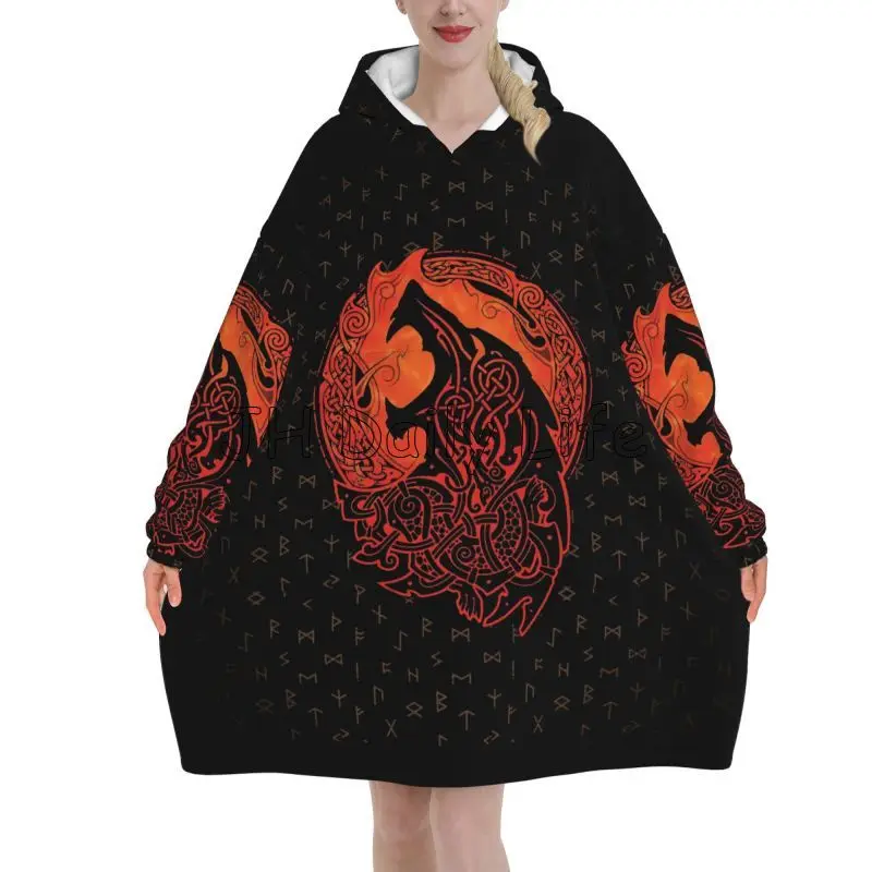 Viking Wolf Knot Fenrir Wearab - Sherpa Hoodie Fleece 评论和价格